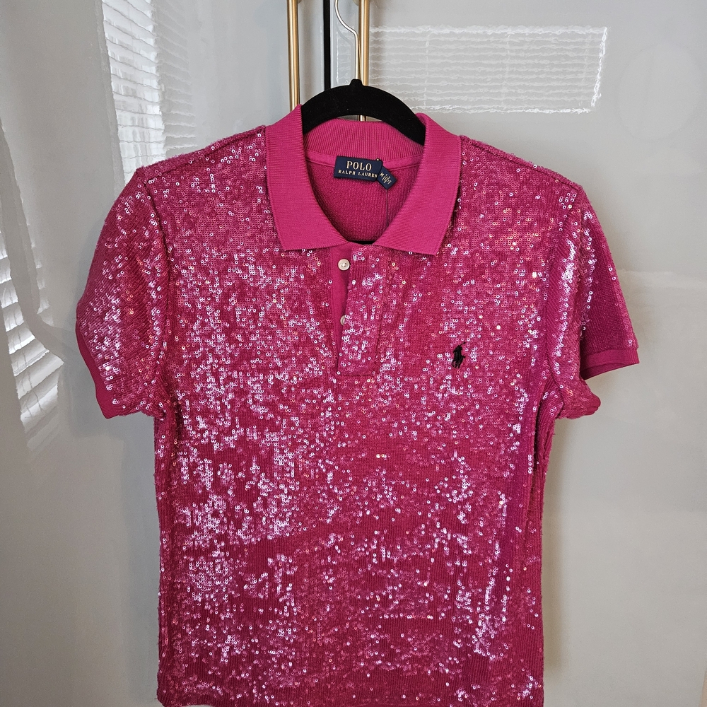 Ralph Lauren Fuchsia Sequin Polo Shirt